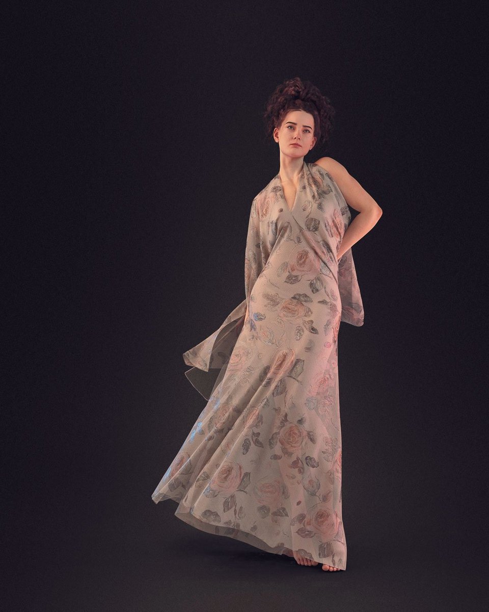 BiasCutWoman's tweet photo. Elevate your evening with a gown that's sheer poetry in motion. Its deep V-neck and peek-a-boo back add allure, while the sleeveless design awaits your jewels. Glide or twirl; either way, captivate. #FloralDream #clo3d #biascut #madewithsubstance #createwithclo #biascutwoman https://t.co/8j4tb7Gl8f