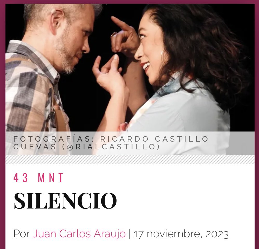 Entretenia's tweet photo. ¡COBERTURA ESPECIAL! 

“Silencio” que se presentó dentro de la 43 Muestra Nacional de Teatro.

Que todo un teatro cante a todo pulmón a José José, mientras una mujer violentada llora en escena, es la verdadera tragedia shakesperiana.

https://t.co/KPHoEDlWdu https://t.co/0FaOY6ircI
