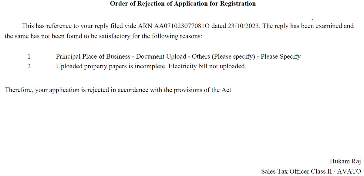 rishivns1's tweet photo. @GST_Council @FinMinIndia this is very disappointing, without any info application is rejected. If any information was missing, I should have been asked. I waited for the 20D but it got rejected and not sure how many days again it will take for new registration to get processed https://t.co/h6VJZaksIH