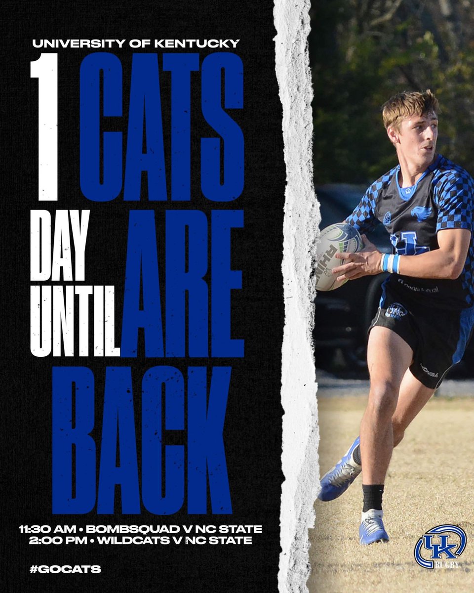 One more night until we take on @ncstatemensclubrugby 

Pack our sideline!

⌚ Bombsquad 11:30 am, Wildcats 2:00 Pm
📍 University of Kentucky Rugby Pitch