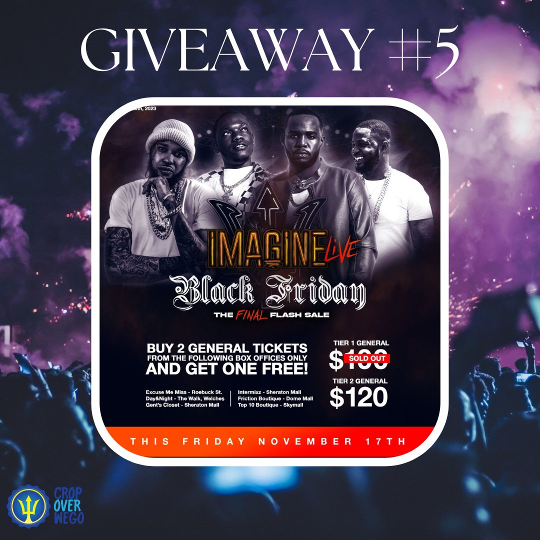 Today there's a Black Friday sale JUST for Imagine Live.  

But that's not all!  

2 lucky people will win a General ticket to the show

To win:

Like this post 
QT and tell me where the show will be held and which artiste you're looking forward to the most!