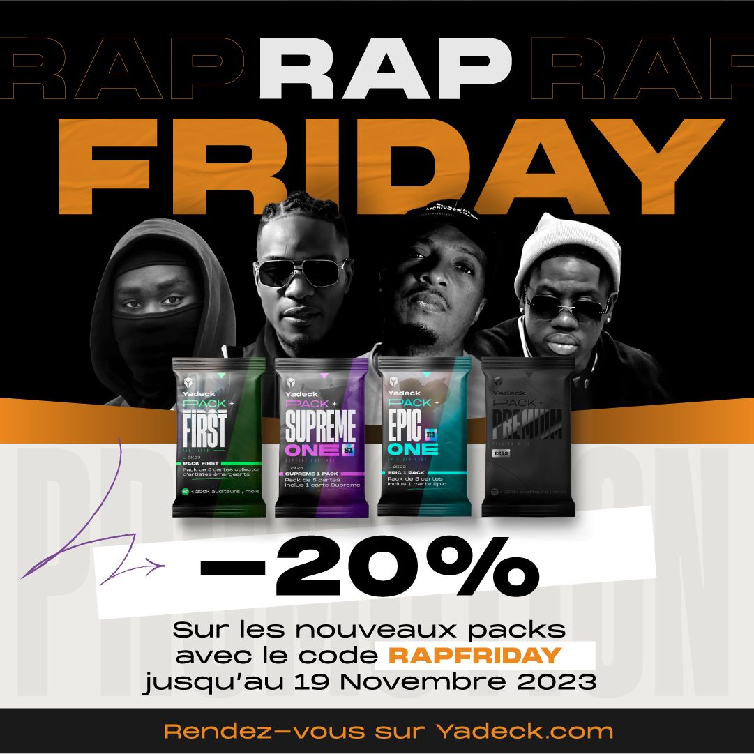 yadeck_off's tweet image. Aujourd’hui c’est le Rap Friday ! 💸

Profite d’un code promo de -20% sur tous les packs valable jusqu’à dimanche 👊

L’occasion d’obtenir des cartes rares à prix cassés et de devenir encore + performant dans la compétition 🔥

Obtiens un pack dès maintenant grâce au code «…
