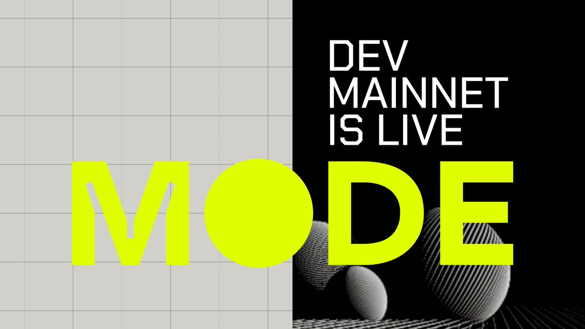 Dev Mainnet is Now Live! 🟡

This marks a significant step toward our vision to build new economic systems for onchain growth.

Developers can now deploy key infrastructure &amp; applications.

Public mainnet launch will follow in December.

Build Mode On 👇

mode.mirror.xyz/A3pFPx7cominOk…