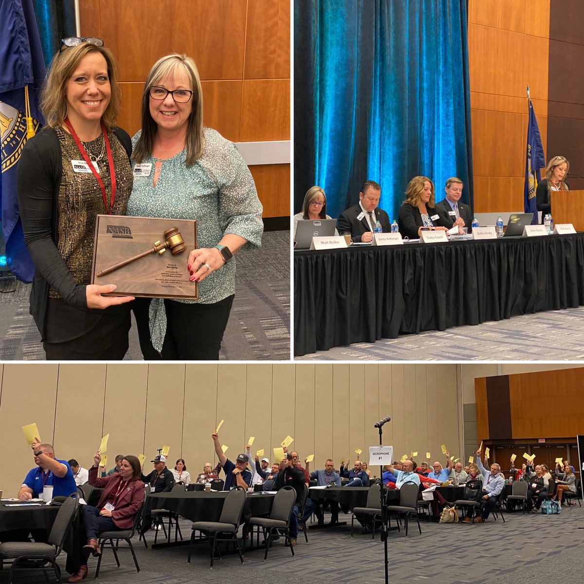 NASBonline's tweet photo. The ayes have it! We have completed the 2023 Delegate Assembly which saw approval of the bylaws, positions &amp; resolutions, as well as the passing of the presidential gavel from Kim Burry to Sandy Noffsinger! #liveNASB #weLIVEhere https://t.co/HChOjC6ZB3