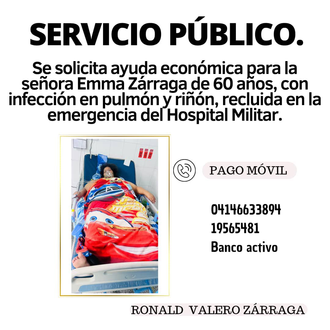 La mamá de un buen amigo necesita de mucha ayuda. Gracias, muchas gracias por lo que puedas hacer 🙏