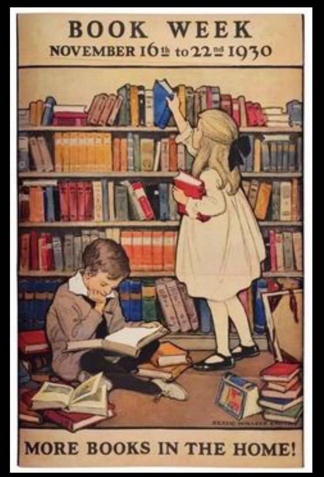 Paperbacks_Plus's tweet photo. ❤️📚
"More books in the home!"
Book Week - November 16th to 22nd, 1930.
#Morebooks #morebooksinthehome #bookweek #youngreaders #boyreading #girlreading #childrenreading #vintageposter #childrensart #kidsart #kidsbooks #books #booksandart #literaryart #words #oldbooks #library https://t.co/c8naqgua2L