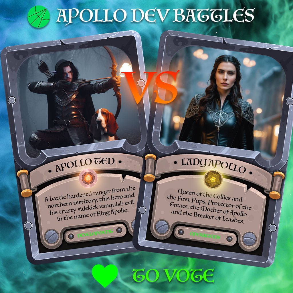 Apollo_F_T_W's tweet photo. Choose which of our devs go head to head in the next Apollo giveaway! π’π
Hit 'like' for Apollo Ted vs. Lady Apollo, or 'repost' for Apollo Tanner vs. DJ Apollo Knight.
The winning matchup will participate in a random H2H event where you could win π°βcast your vote now! π https://t.co/D6PCyGqKDh