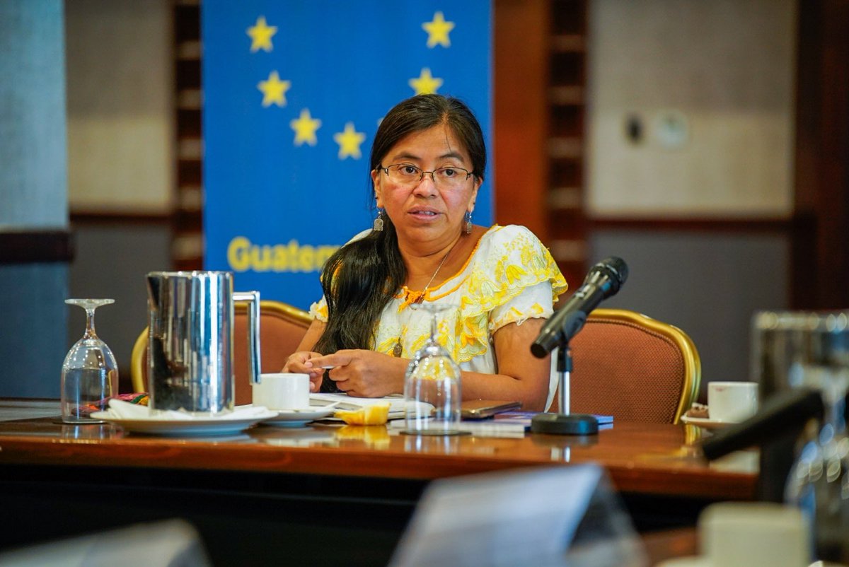 El jefe de la MOE UE @jordi_canyas presentó el informe final a representantes de organizaciones que promueven la participación de las mujeres en política. Entre ellas, la @AgendaApmd, la @asociacionmoloj y la Plataforma de Mujeres Indígenas @PlataformadeMI #Guatemala #Mujeres