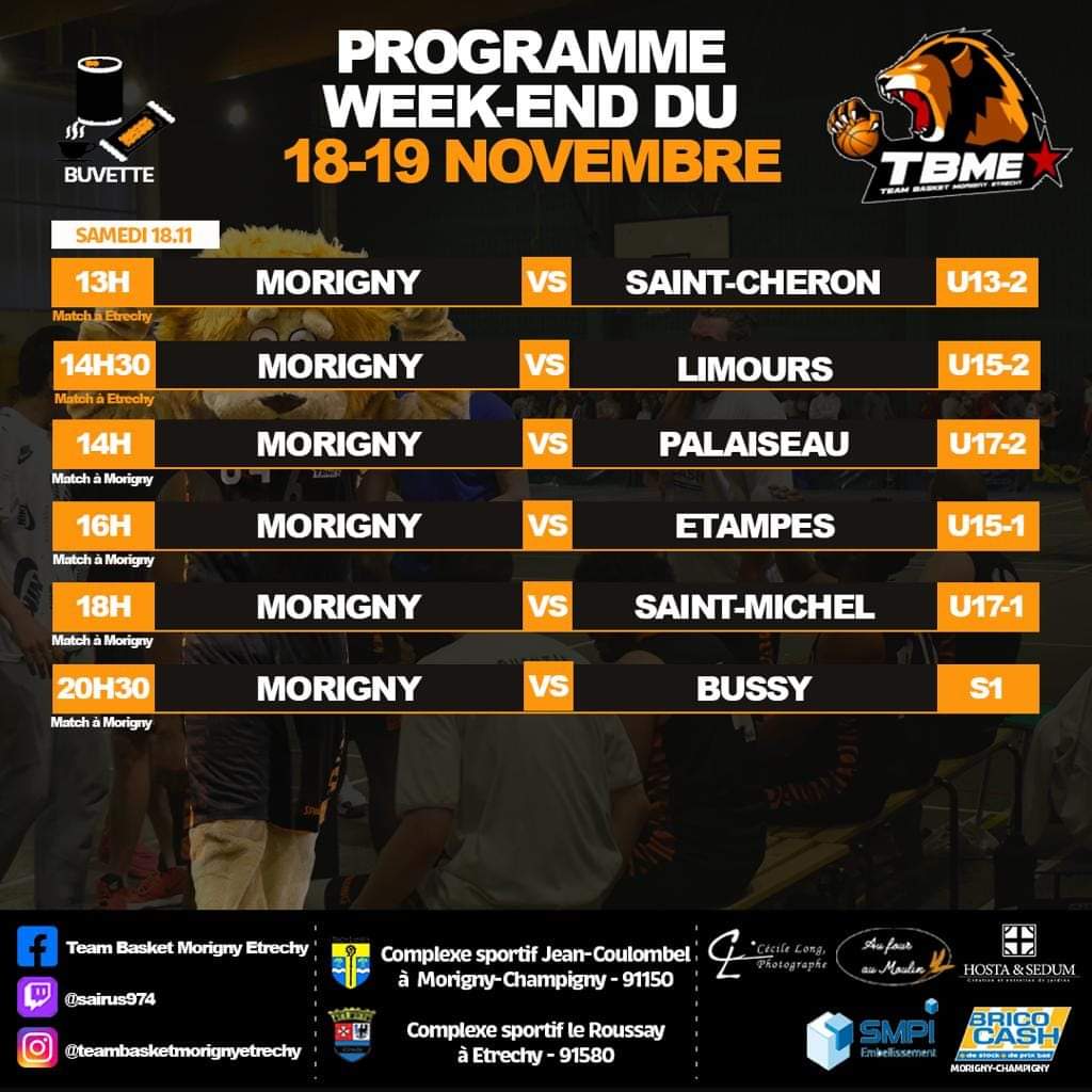 TBME91's tweet photo. 📣 Rdv du week end 🥳 On vous attend nombreux pour encourager nos Teams 🎺🥁 https://t.co/xDRUbBlEyK