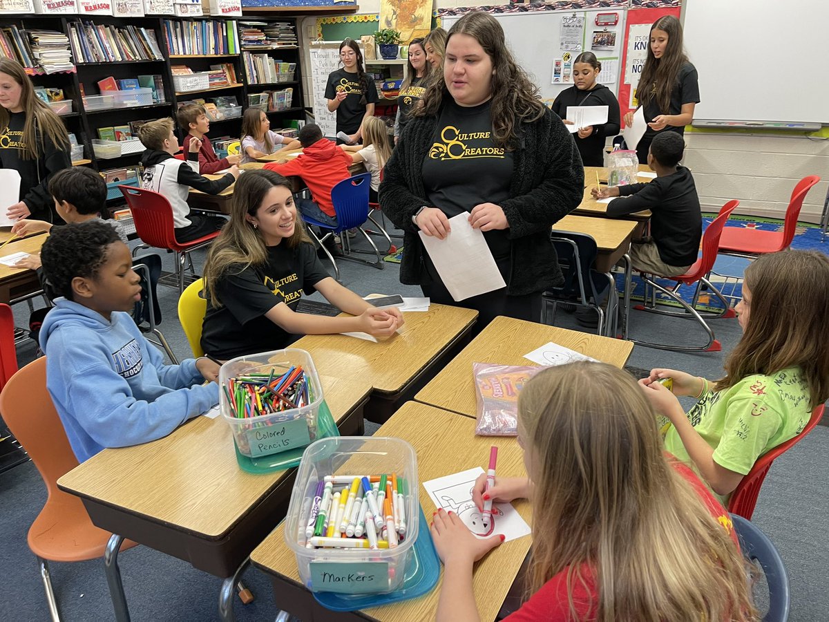 RLSD_Beavers's tweet photo. The Riverside Campus Culture Creators, made up of 8th &amp; 9th graders, visited Melridge Elementary to discuss how we can act with determination, which is one of the behaviors listed on our Culture Playbook. 

Great collaboration between all the students involved.

#WeAreRiverside https://t.co/N7LiENMUSy