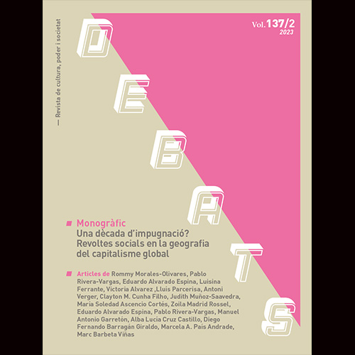 Acaba de sortir el vol. 137, núm. 2 (2023) de la <a href="/RevistaDebats/">Revista Debats</a>, editada per la <a href="/Inst_Magnanim/">Institució Alfons el Magnànim</a>, un monogràfic: «Una dècada d’impugnació? Revoltes socials en la geografia del capitalisme global»

revistadebats.net/article/view/6…