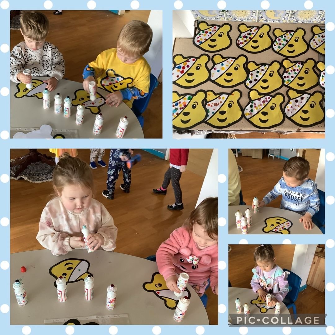 CYD2014's tweet photo. Nursery children enjoyed celebrating Children in Need. We wore spotty pudsey clothes and decorated spotty pudsey masks. #CIN2023 https://t.co/lcIhtnrQIA