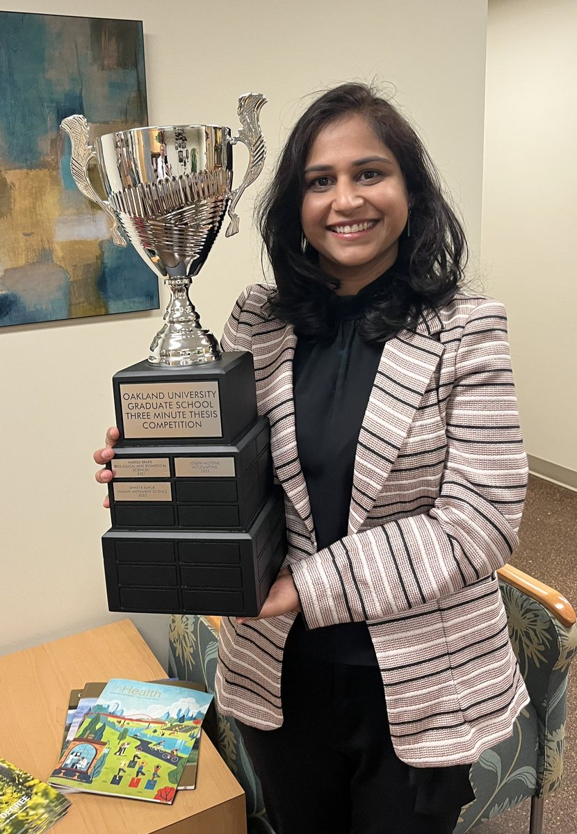 Daniel J. Goble, PhD (@docgoble) on Twitter photo Congrats (six months later) to my PhD student <a href="/shweta_kapur_l/">Shweta</a> for snagging the <a href="/oaklandu/">Oakland University</a> 3-min #dissertation award.
#ComicallyLargeTrophy
<a href="/OaklanduSHS/">OU School of Health Sciences</a> <a href="/OaklandResearch/">Oakland University Research Office</a> Congrats (six months later) to my PhD student <a href="/shweta_kapur_l/">Shweta</a> for snagging the <a href="/oaklandu/">Oakland University</a> 3-min #dissertation award.
#ComicallyLargeTrophy
<a href="/OaklanduSHS/">OU School of Health Sciences</a> <a href="/OaklandResearch/">Oakland University Research Office</a>