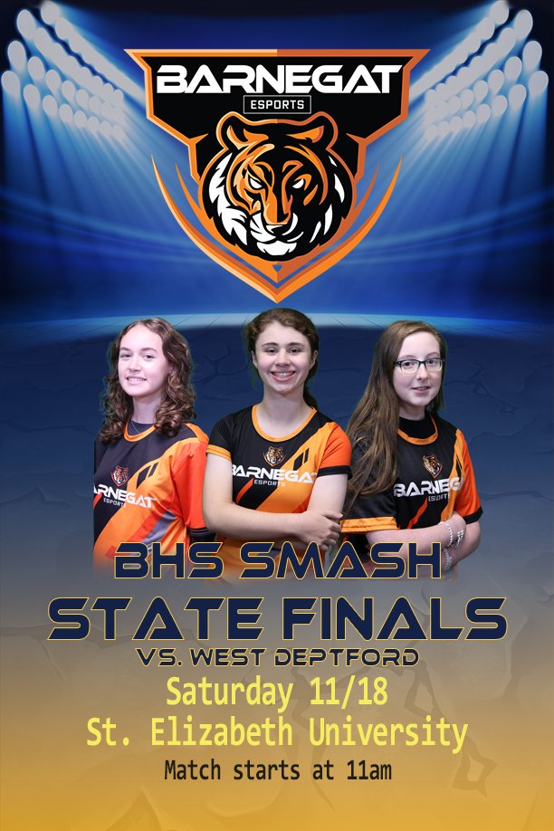 Good luck to the League of Legends and  Lady Bengals Smash teams as they compete for the state title tomorrow at St. Elizabeth University!
<a href="/bengalpride67/">John Germano</a> <a href="/BarnegatSchools/">Dr. Brian Latwis</a> <a href="/Barnegat_Magee/">Mr. Magee</a>