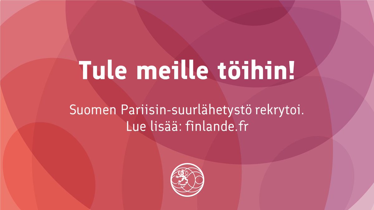 Suomen suurlähetystö Pariisissa etsii ammattikorkeakouluharjoittelijaa kevät–kesäkaudelle 2024. Harjoittelu tarjoaa mahdollisuuden tutustua aitiopaikalta Suomen ja Ranskan kahdenvälisiin suhteisiin. 🇫🇮🇫🇷 Lue lisää ja hae viimeistään 1.12.2023: tinyurl.com/5n6mbwws