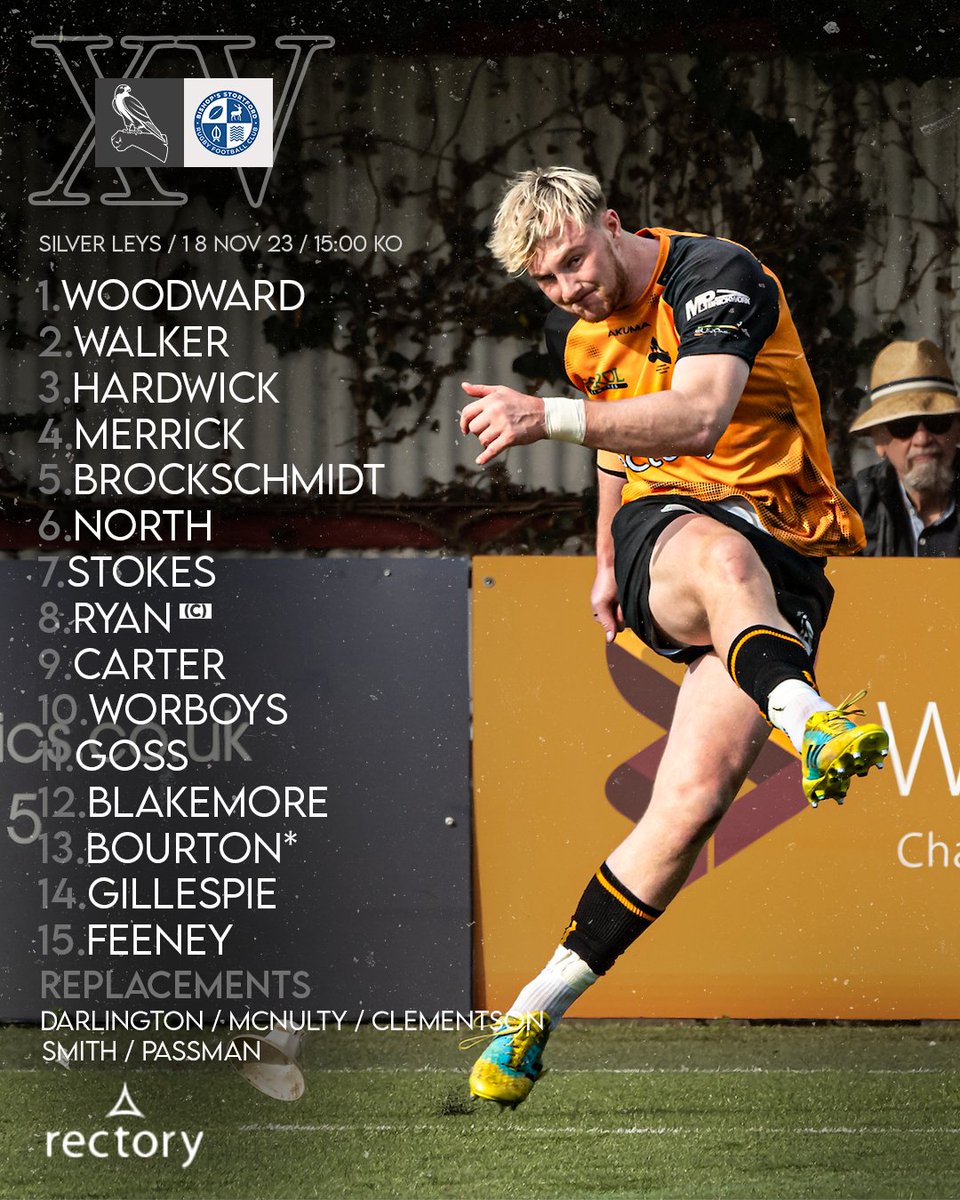 Here is your line up for tomorrows clash away to @bsrfc 

Kick Off at 3pm 

@williamblakemore__  gets his first start of the season along with new fly half @georgeworboys10 . @maxclementson returns to the match day squad after his recent injury.