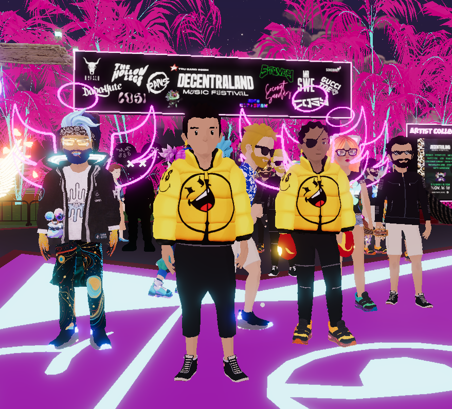 kripto2018x's tweet photo. Some fun snapshot on @decentraland 's Music Festival
 #DCLMF23
Featuring #SmileyWorldxSpaceRunners  wearables ⚡@SmileyOriginal  @SpaceRunnersNFT https://t.co/IlytLfHoXE