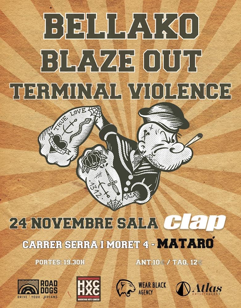 🔥MATARÓ🔥
Viernes 24/11 venimos a quemaros la ciudad junto a <a href="/bellako_hc/">Bellako</a> y Terminal Violence en la Sala Clap.
¿En serio os vais a perder menudo festón?
Anticipadas en ENTRADIU.COM