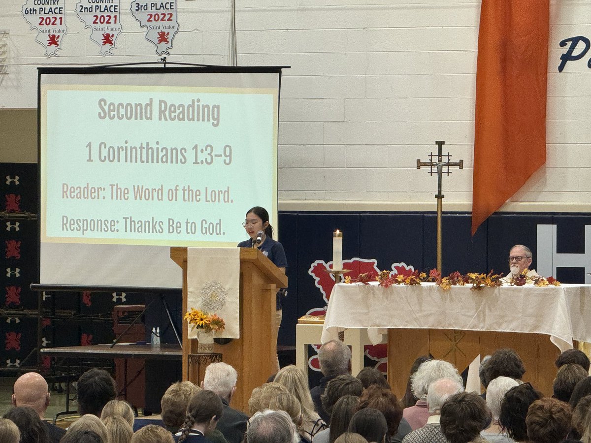 ViatorCulture's tweet photo. Anna, class of 2026, reciting  the second reading at our Grandparents Day Mass. We love seeing our international students stepping out of their comfort zone!  Great job! https://t.co/nFpggDIoE0