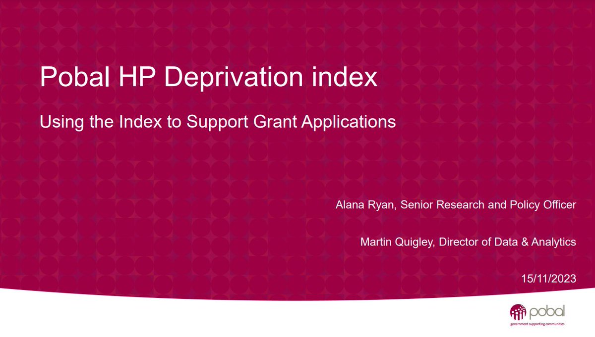 And that’s a wrap on #TrusteesWeekIrl ’23!
If you missed our event ‘Using the Pobal HP Deprivation Index to Support Grant Applications’ you can..
👀Watch the video on youtu.be/p6nkS8HFugA?si…
ℹ️ View the presentation on: pobal.ie/app/uploads/20…
#SocialInclusion #DeprivationIndex