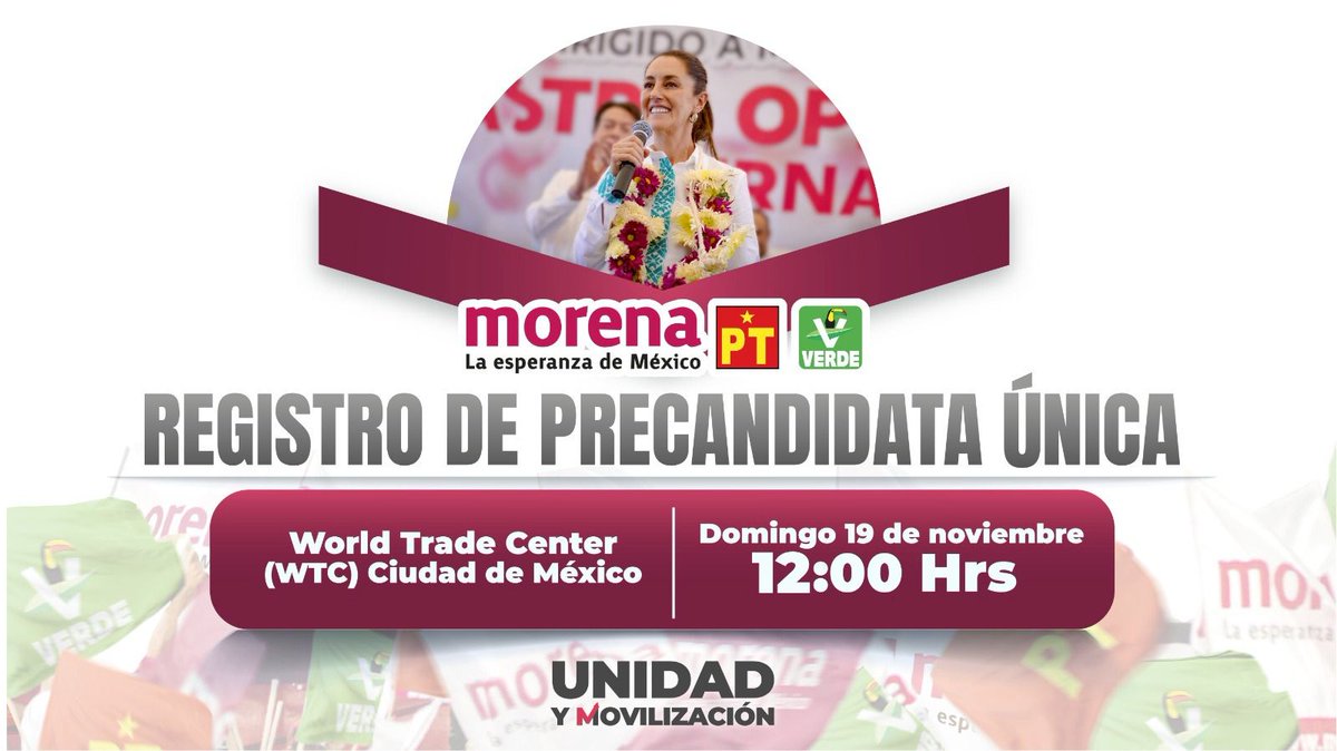 Chairo2024's tweet photo. Acompañemos a la Dra. #ClaudiaSheinbaum al registro de su precandidatura única.
#RedAmlovers https://t.co/chTmQ6680z