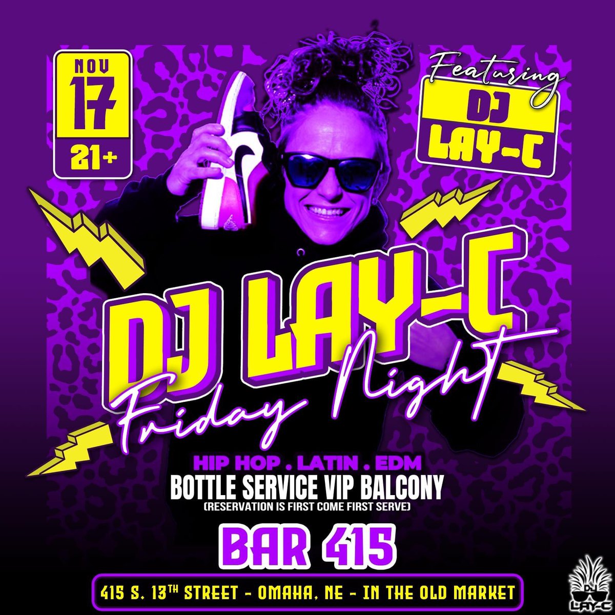 LaciBall's tweet photo. It's Friday!! Tonight catch DJ Lay-C in the dj booth at Bar 415! #DJLayC #Bar415 #FridayNight #Omaha #Nov17 https://t.co/Bd5lxGx7Nw