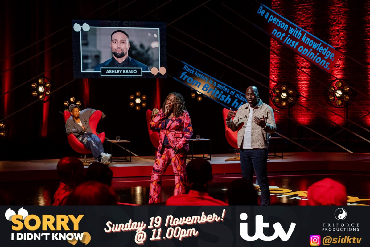 chizzyakudolu's tweet image. Now hold on, is that the @AshleyBanjo as one of the answers on @SIDKTelly ..? 

Tune in on @itv Sunday 19th at 11pm to see if we guess him correctly. I have Oti Mabuse on my team so should be a no brainer… right..?? 😂

#SIDK #panelshow #blackhistory #comedy