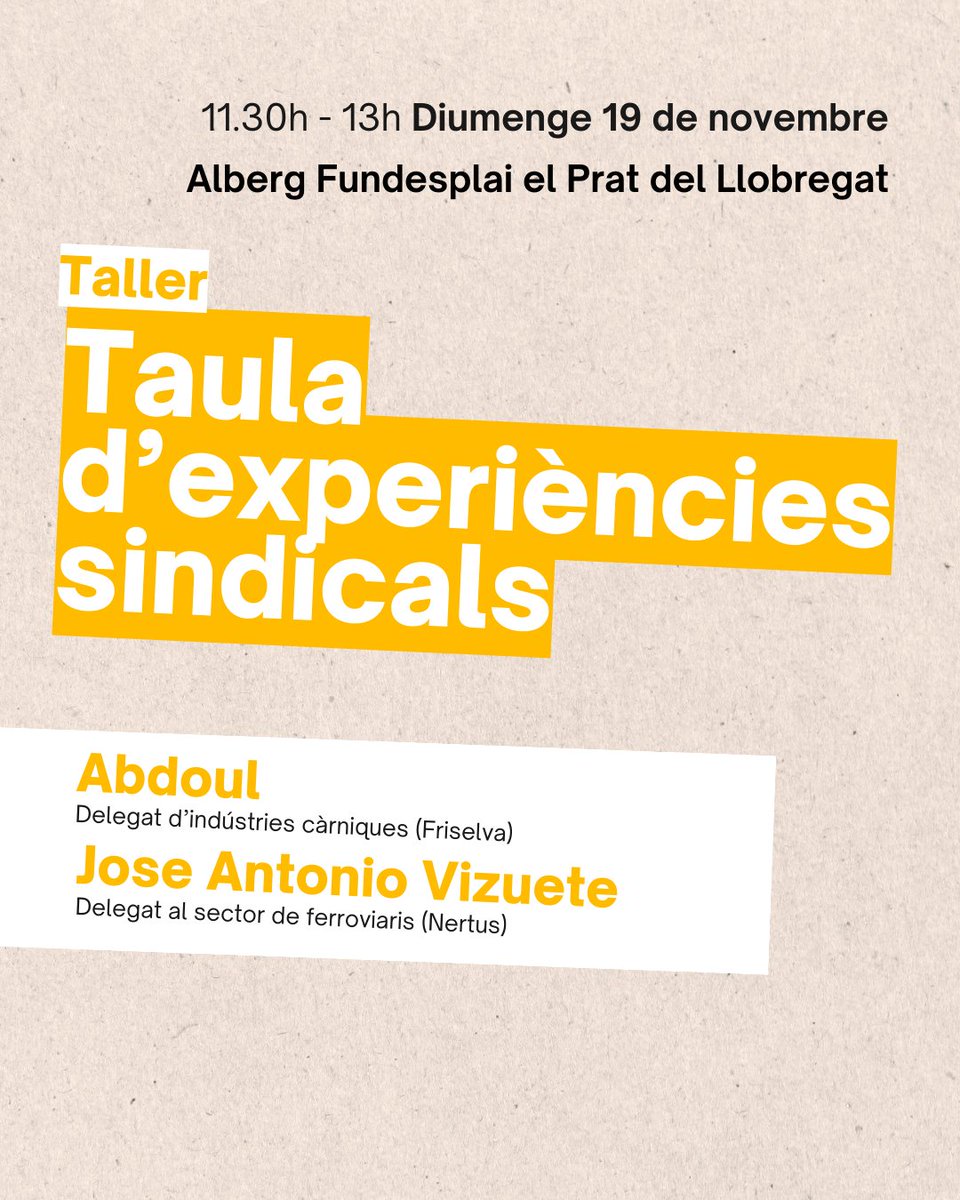 ProdiBlanes's tweet photo. 🗓️Aquest cap de setmana tindrà lloc al Prat : l'Escola Angel Rozas on comptarà entre d'altres amb la presència @JovesCCOO de @ccoogirona : @6Cheick del sector de les carniques i en @Juanmi_MM responsable de Primark a Catalunya.

Seguim ✊ https://t.co/bJsSf0cSSB