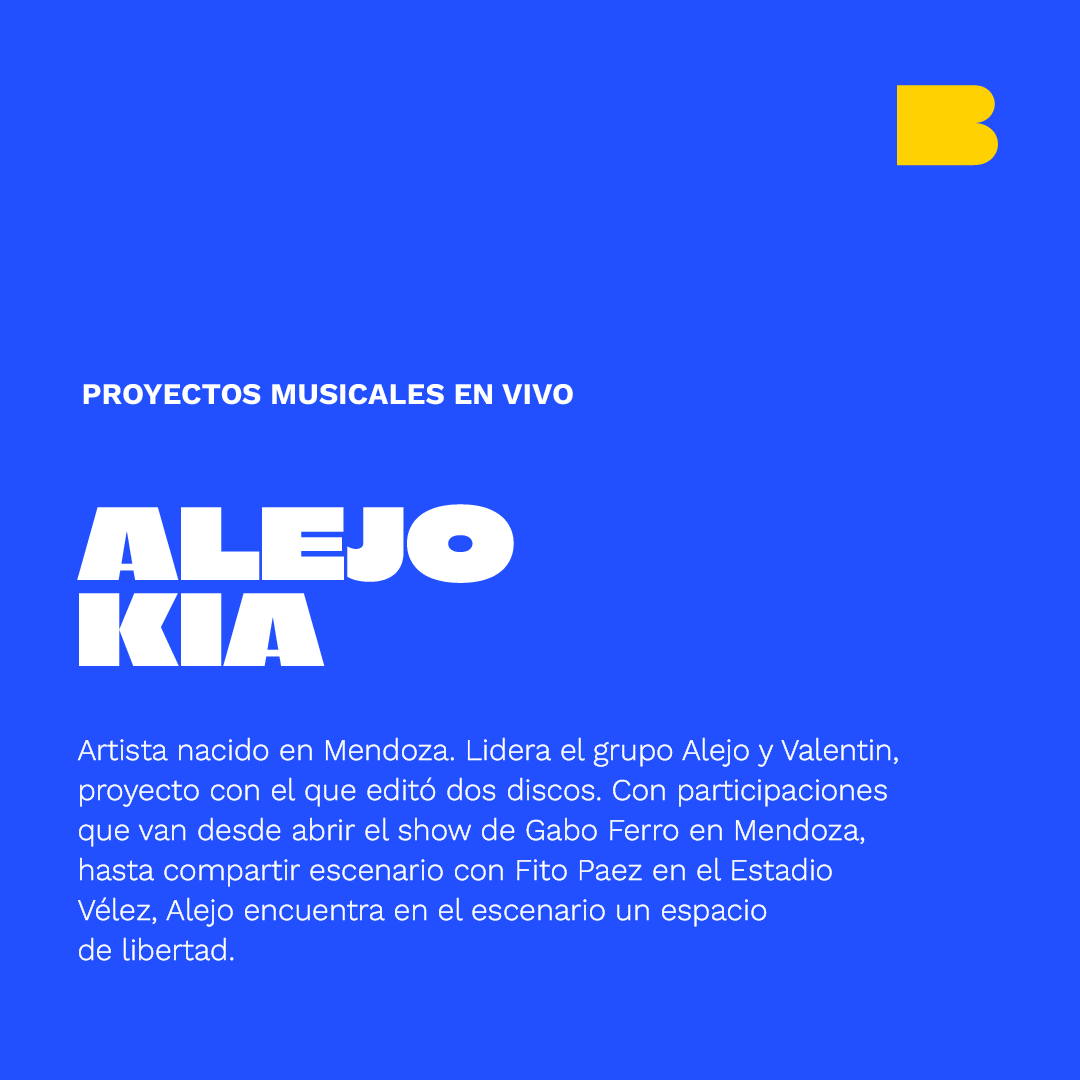 Estxs son lxs ganadores de las Convocatorias Especiales 💥

Alejo Kia (Mendoza, 2000) joven músico y artista con casi una década de trayectoria en los escenarios, es uno de lxs 7 ganadorxs de la convocatoria Proyectos Musicales en vivo.

¡Felicitaciones! 🎙️ #LaBienal10Años