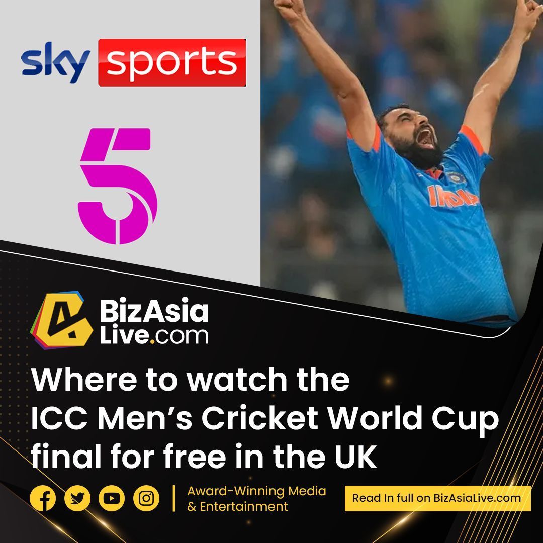 BizAsiaLive's tweet image. Where to watch the ICC Men’s Cricket World Cup final for free in the UK

▶ Read here: buff.ly/47FijAV 

#ICCWorldCup2023 | #Channel5 | #SkySports | #Cricket | #INDvsAUS | #WorldcupFinal