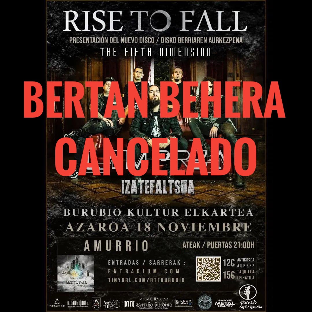 BIHARKO KONTZERTUA BERTAN BEHERA / CONCIERTO DE MAÑANA CANCELADO
Burubio eta bihar jo behar zuten taldeekin zerikusirik ez duten arrazoiengatik, biharko kontzertua bertan behera geratu da. Laster informazio gehiago.