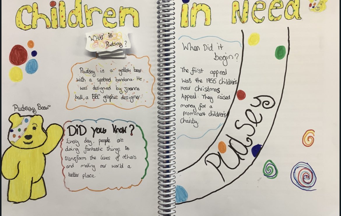 Teacher_Carter_'s tweet photo. Our Y6s have spent the afternoon thinking about charity and have researched @BBCCiN We hope #pudseybear would be proud of their work 🐻⭐️ @InkersallK @ipa_spencer https://t.co/LzdL7PFatK
