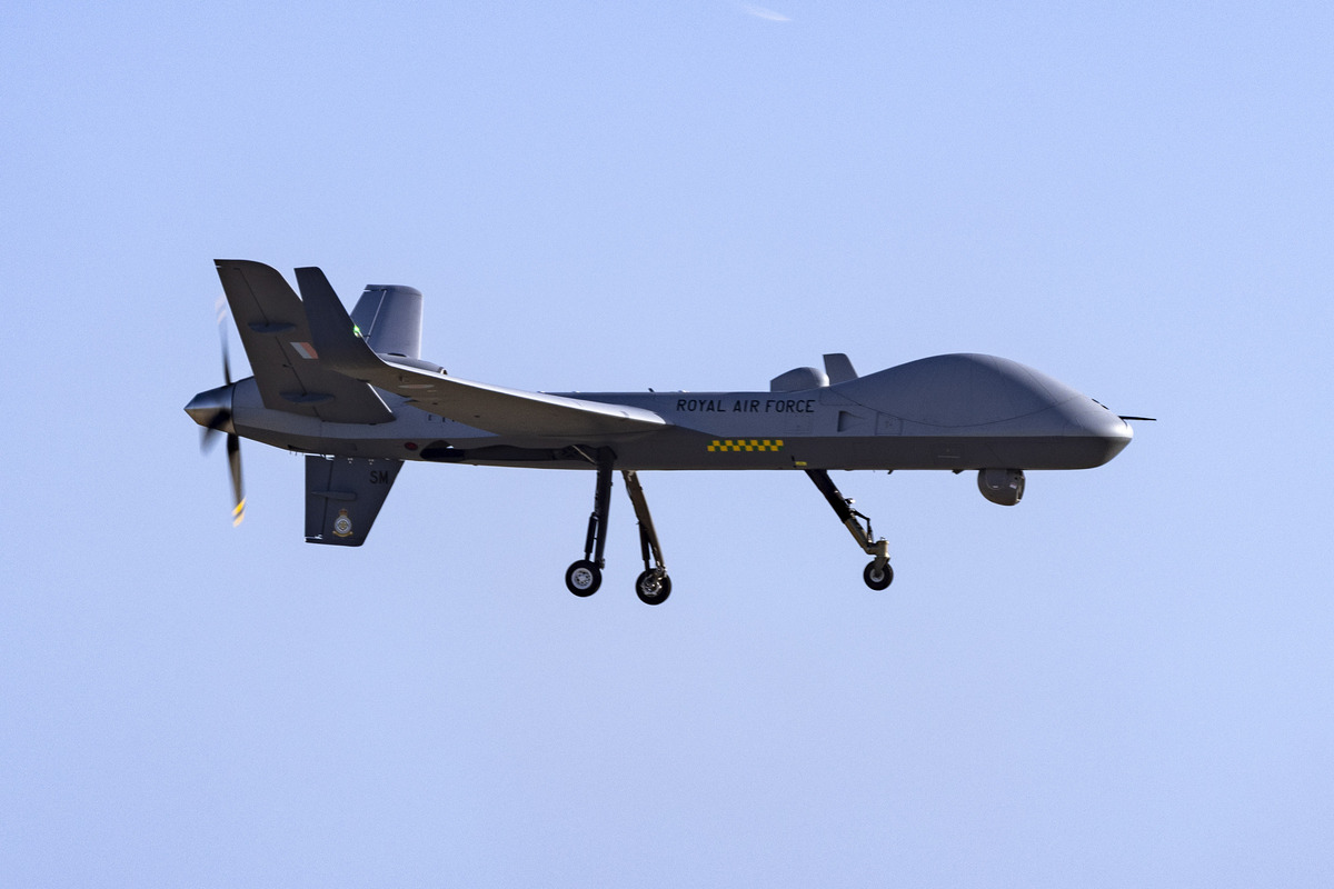 First flight in the 🇬🇧 of the RAF’s newest aircraft, Protector RG Mk1!

The remotely piloted aircraft system flew over <a href="/RAFWaddington/">RAF Waddington</a> - an important milestone in delivering the surveillance, intelligence, &amp; precision strike aircraft to the front line.

🔗 ow.ly/a8zf50Q8Q8P