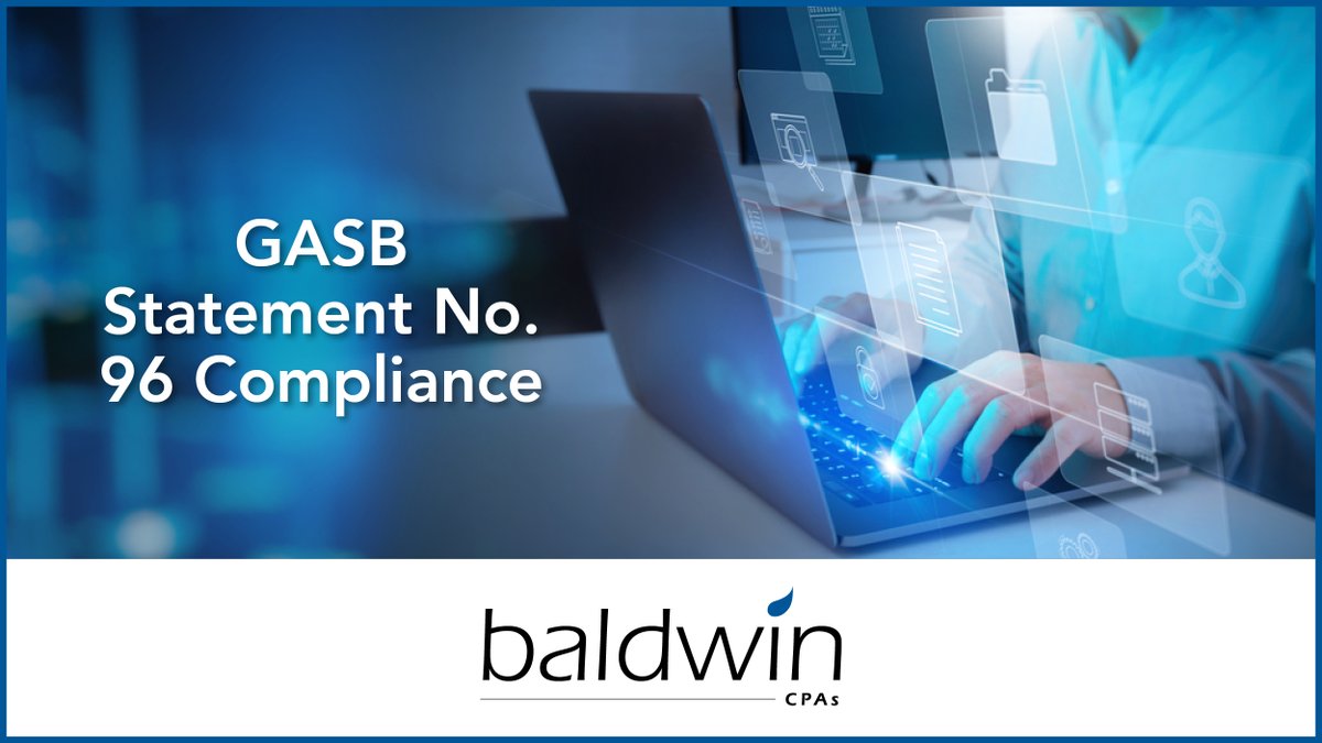 baldwincpas's tweet photo. Updated provisions were released with GASBS no. 96 for fiscal years ending after July 15, 2023. Check out this recent article for more information on the changes and how they impact your organization. https://t.co/0qYmNFBiXy
#GASB #NonprofitOrganization https://t.co/UoyXqeF3Gz