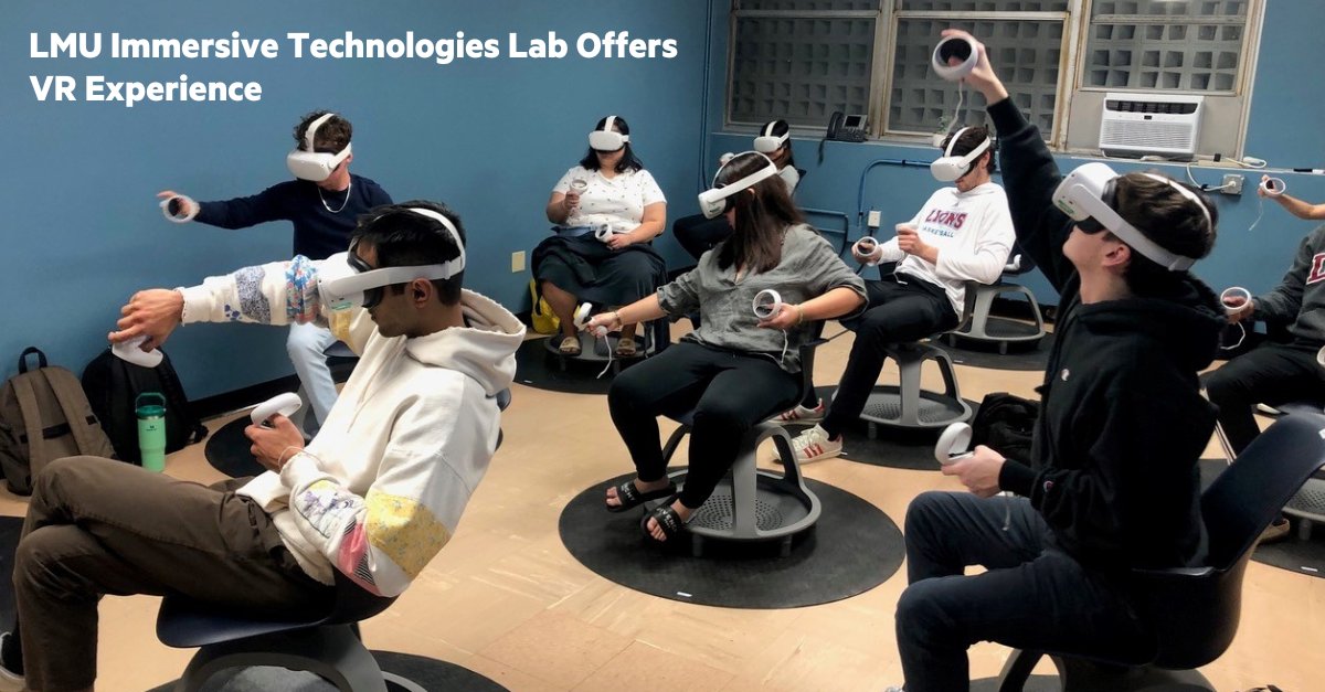 LMUCBA's tweet photo. MBA, MSBA &amp; MSA students in Ana Mangal’s "Digital Transformation w/ Fourth Industrial Revolution Technologies" course visited LMU Immersive Technologies Lab for a hands-on lesson in virtual reality co-led by Kelly Watson. https://t.co/0DF5BCss79 #lmucba #lmumsba #lmumsa #lmumba https://t.co/nNZsB0H0f8
