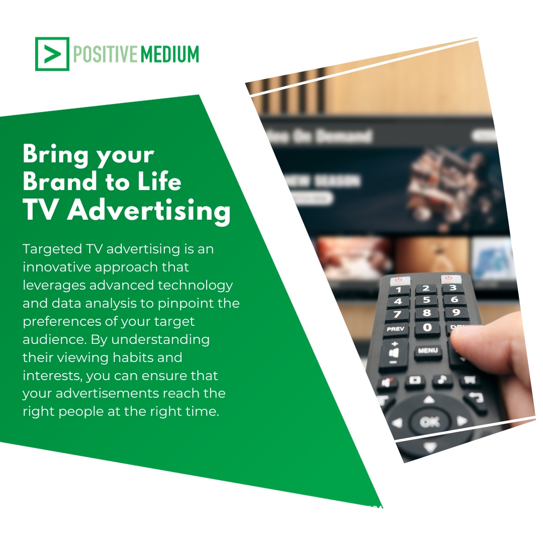 Illuminate Your Brand on the Big Screen with Positive Medium's TV Advertising! 🌟📺

#PositiveMedium #TVAdvertising #BrandSpotlight #ImpactfulMessages #CaptivatingAds #DigitalPresence