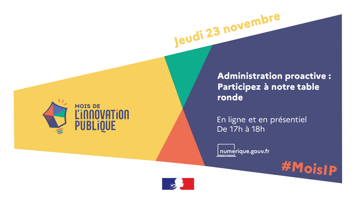 Numerique_Gouv's tweet photo. #MoisIP Développer l’aller-vers les usagers et réussir le dernier km de l’action publique grâce au numérique : pour tout savoir sur la proactivité, participez à une table-ronde avec la @CNIL et la @_DITP.

💻Sur place ou en ligne 
🗓️23/11, de 17h à 18h
➡️https://t.co/IcYfMiqhKi https://t.co/oD3UQ4lJuv