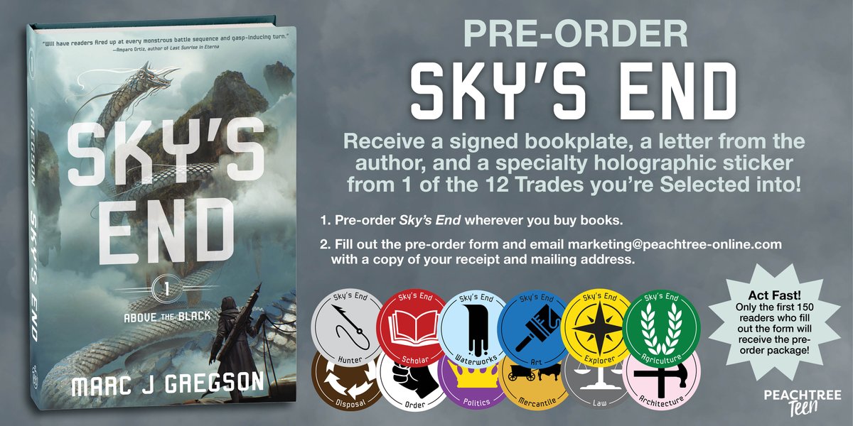 peachtreeteen's tweet photo. We're so excited to be launching the pre-order campaign for the highly-anticipated #yalit fantasy debut, SKY'S END! Fill out the form for a chance to win these goodies!
https://t.co/J1y95z63J0
#giveaway #preordergiveaway
@MJG_Write https://t.co/4YrMKNYCIK