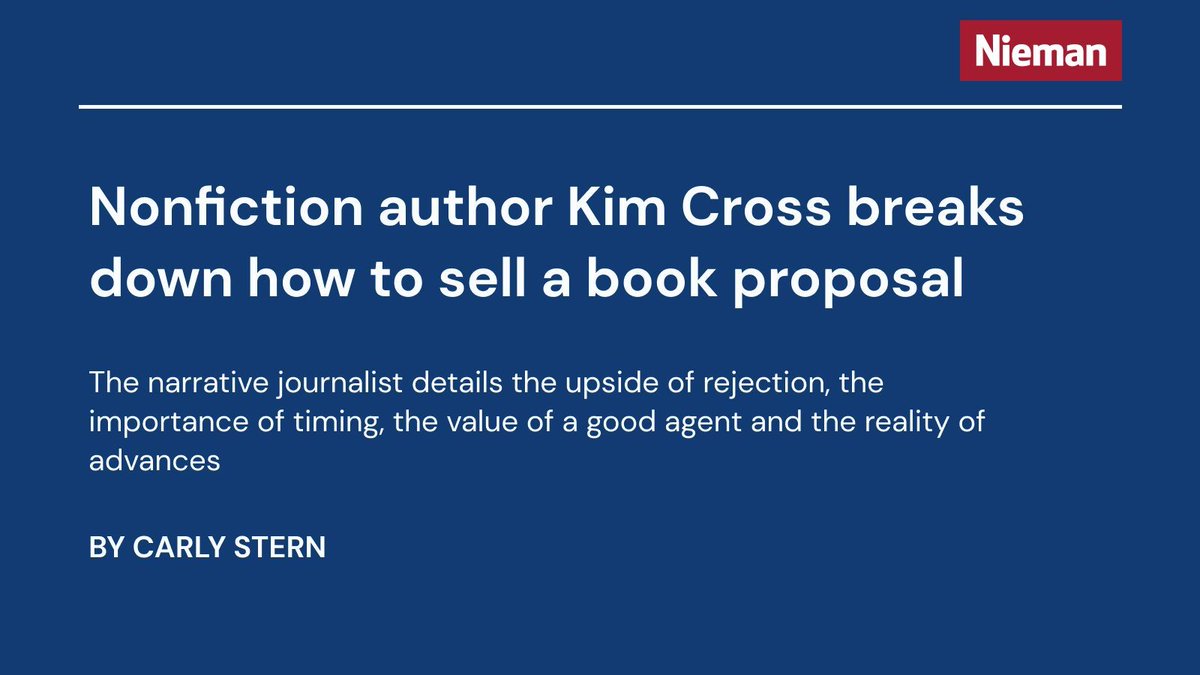 .@SternCarly96 talked with @KimhCross about what nonfiction writers need to know about the book publishing process, how a book proposal mirrors and diverges from a magazine pitch, and the roles that each editorial partner plays niemanstoryboard.org/stories/book-p…