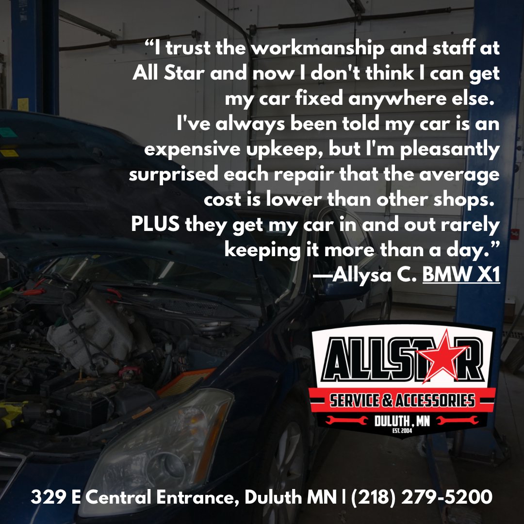 Skill ✅ Honesty ✅ Efficiency ✅

We check all the boxes. Let us earn your business. Open Monday through Friday, 8AM-6PM. 

#thenorthland #exploreduluth #UMD #BMW #duluthsmallbusiness #veteranowned #visitduluth