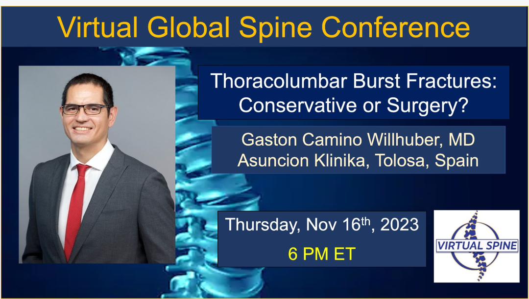 Our latest session with Dr. Gaston Camino-Willhuber on 'Thoracolumbar Burst Fractures' is now on our #YouTube channel. youtu.be/D8Xyrs3q28s #Neurosurgery #neurotwitter #spine #orthotwitter #orthopedics #fractures #SpineInjuries