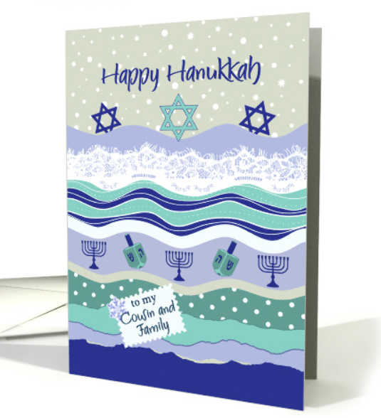 Hanukkah for Cousin & #Family Dreidels,.. greetingcarduniverse.com/holidays/chanu… @GCUniverse #GreetingCard #GreetingCards #holidays #HolidayShopping #AnyCardImaginable #Hanukkah #Hanukkah2023 #WomeninBusiness #shopsmall #shopsmallbusiness #cousin #holidayseason #HolidaysAreComing #holidaycards