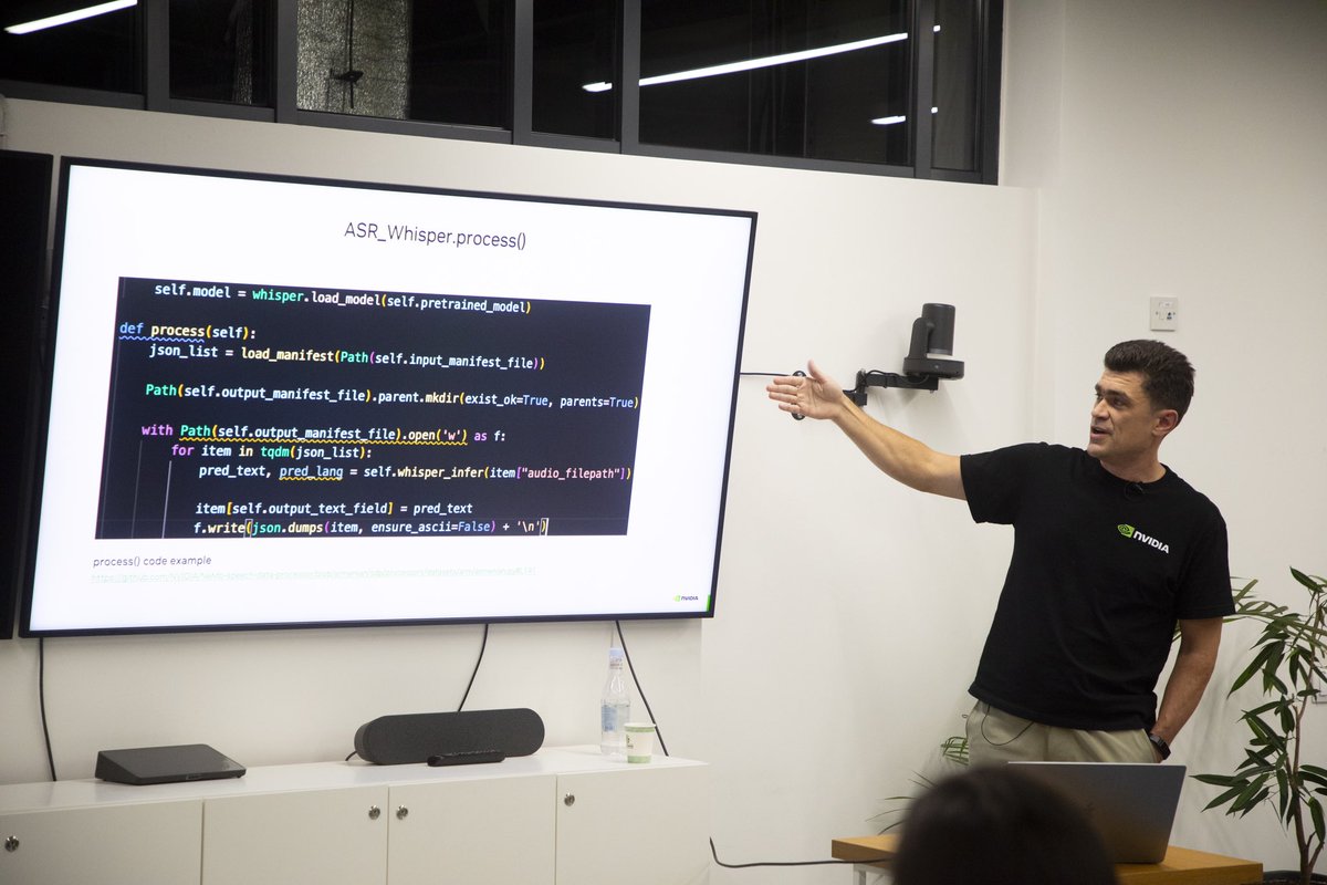 pydata_yerevan's tweet image. Yesterday,  #PyDataYVN November’s meetup hosted Nikolay Karpov from @nvidia, who presented steps on optimizing speech dataset preparation.🚀

Let’s take a look at how the meetup went, and stay tuned as the meetup video will be available soon.🤩