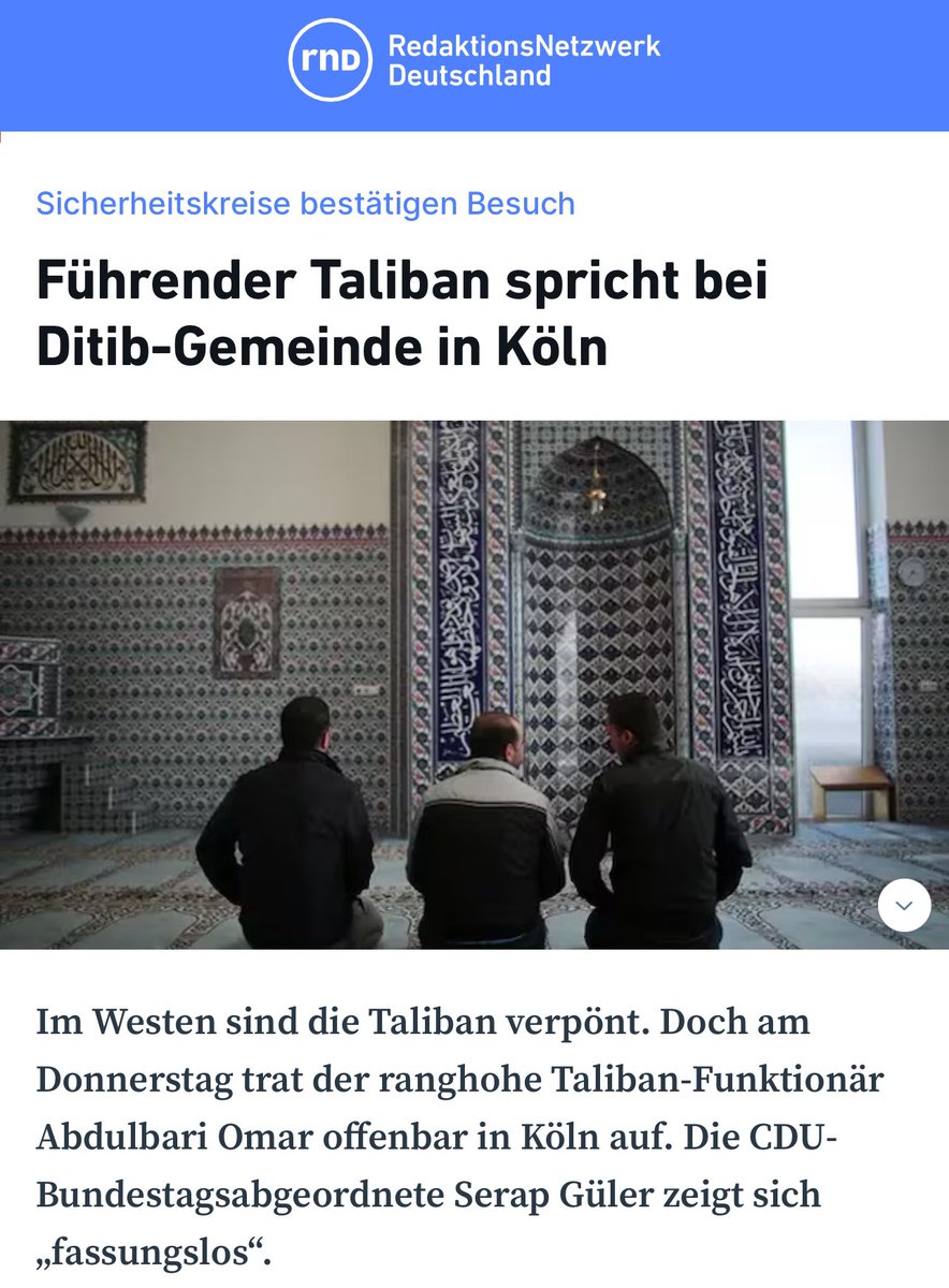 AhmadMansour__'s tweet photo. Ein führender #Taliban-Funktionär, der in einer Ditib-Gemeinde in Köln das Wort ergreift, ist mehr als ein bloßer Skandal. Es ist ein Affront gegen unsere Werte und eine Zumutung für unsere Gesellschaft. Dies ist ein Vorgang, den wir nicht nur mit Sorge betrachten, sondern auch mit entschiedener Ablehnung konfrontieren müssen. In einer Zeit, in der die Freiheit und der liberale Geist unserer Kultur mehr denn je verteidigt werden müssen, stellt ein solches Ereignis eine inakzeptable Provokation dar.