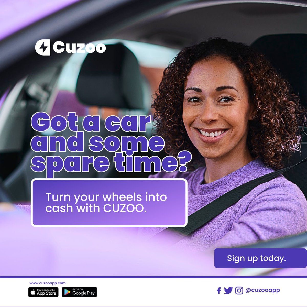 Got a car and some spare time? Your wheels can be more than just transportation, turn them into cash with Cuzoo! Sign up today, and let your car become a source of income with Cuzoo!
  #DriveWithCuzoo #SpareTimeIncome #CuzooOpportunity #DriveAndEarn