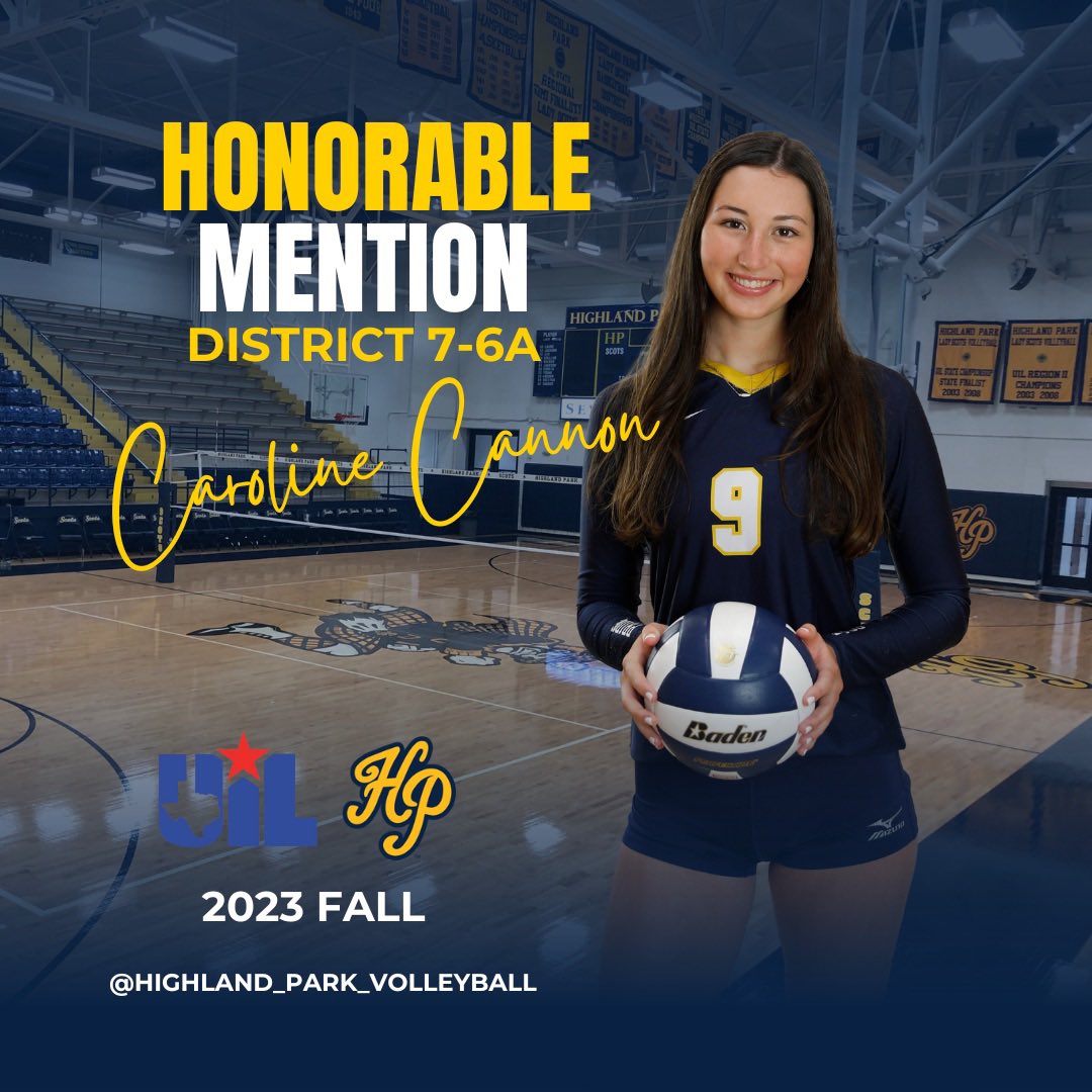 Congratulations to Junior Caroline Cannon for being selected Honorable Mention! UIL District 7-6A #HPVB #hpscots #ladyscots #scotsvolleyball #uil6a