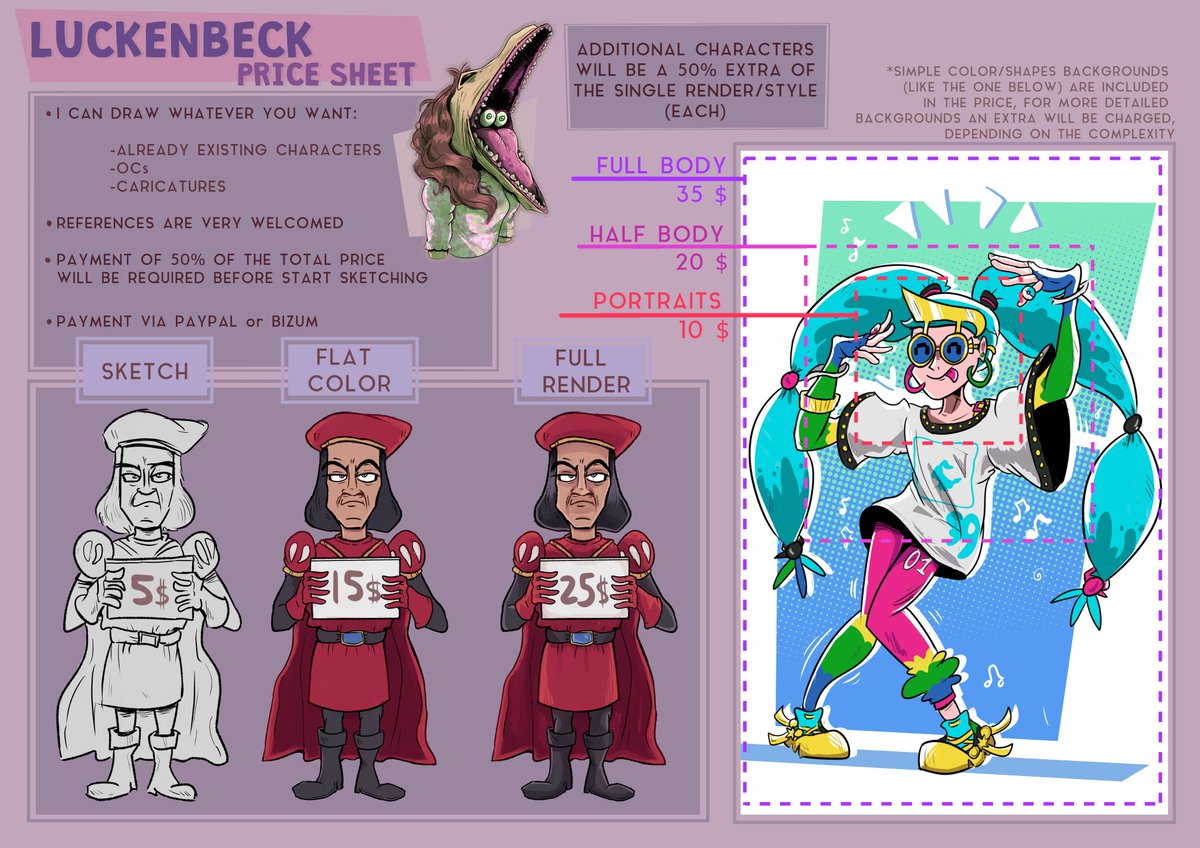 Luckenbeck's tweet photo. Heheey!! I'm OPENING COMMISSIONS!! 
Here's below are all the info, price sheet and some examples ⬇️⬇️

♦️ DM me for any question!
♦️ RT's are highly appreciated!! https://t.co/7VreEFfPjw