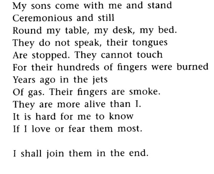 The end of the autobiographical poem “Dead Boys”, by Antonia Byatt, who has died today. RIP