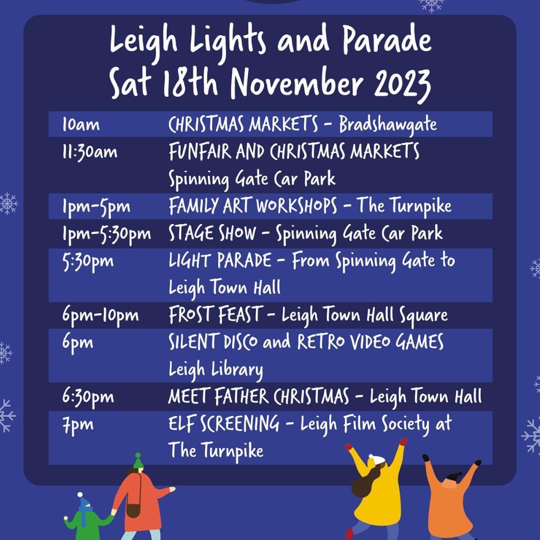 Tomorrow Leigh Lights and Parade including Free Leigh Film screening <a href="/theturnpikegall/">The Turnpike Gallery</a> <a href="/WiganCouncil/">Wigan Council</a>