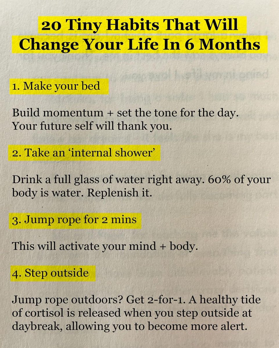 selfcarecanvas's tweet photo. 20 Tiny Habits That Will Change Your Life in 6 Months:

1-4: https://t.co/W9mAgyA6Ll